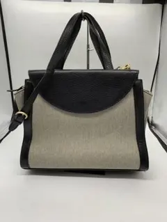 ケイトスペードサタデー 2wayバッグ キャンバス レザー 黒 グレー