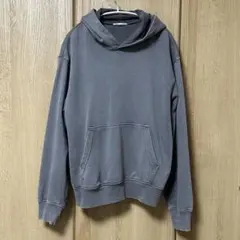 グレー パーカー フーディ　ウォッシュ加工 プルオーバー