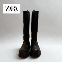 【明日までに発送】ZARA ロングブーツ 36サイズ 厚底 黒