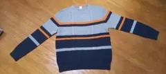 ストライプデザイン クルーネックセーター