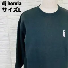 dj honda クールネックスウェット 刺繍ロゴ 黒 Lサイズ 綿【2446】のサムネイル