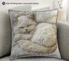 猫　クッションカバー 刺繍風　プレゼント　ギフト　ペット