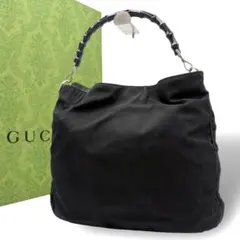 GUCCI ショルダーバッグ　ワンショルダー　バンブー ナイロン　ブラック