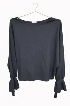 GU 袖リボン カットソー ブラック M