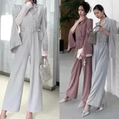 ROYALPARTY ロイヤルパーティー ベルト付きケープ風オールインワン