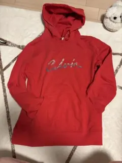 Calvin Klein Jeans 赤 スパンコール パーカー M