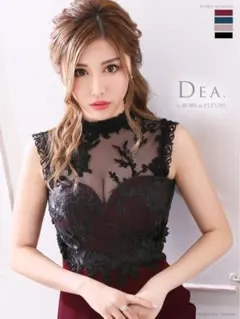 ROBE de FLEURS 刺繍レース×ストレッチタイト キャバドレス