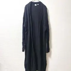 GAP ギャップ【L】ロングカーディガン ブラック コットン混 サイドスリットのサムネイル