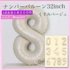 8 ナンバー バルーン くすみベージュ 数字 風船 お誕生日 記念日 飾付け