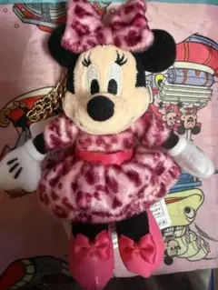 ミニーちゃん ヒョウ柄 ぬいぐるみキーチェーン