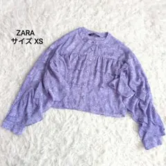 【美品】ZARA ザラ　パープル　花柄　ブラウス　XS