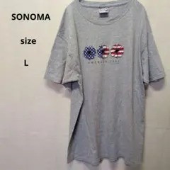【希少】SONOMA ビンテージTシャツ 星条旗 花柄 2001年 L 杢グレーのサムネイル