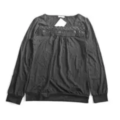 新品 シネマクラブ CINEMA CLUB 黒 スクエアネック 長袖 カットソー