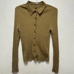 UNIQLO ユニクロ メリノリブポロカーディガン マスタード色 M