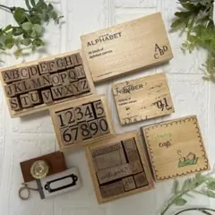 プレ付B【箱入りスタンプセット】アルファベット　ナンバー　カントリー雑貨【美品】