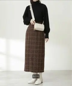 【定価11,000円】N. ロングスカート　ブラウン