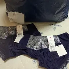 2枚、サイズM、Wacoal 刺繍入りレース ネイビーショーツ