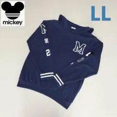 ミッキーマウス刺繍トレーナー28 ネイビー LL