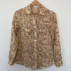 【自由区】美品 リバティ風 花柄ブラウス 綿100% オンワード 38 Mサイズ