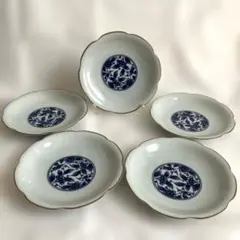 【新品未使用】有田焼　翠泉窯　唐草輪花小皿　五客揃のサムネイル
