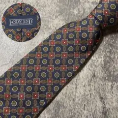 AN344 LAND‘S END ネイビー シルク ネクタイ