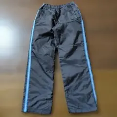 UNIQLO　ブラック裏起毛ロングパンツ 青いストライプ