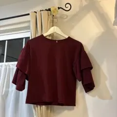 五分袖 フリル トップス