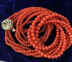 天然4連赤珊瑚ネックレス