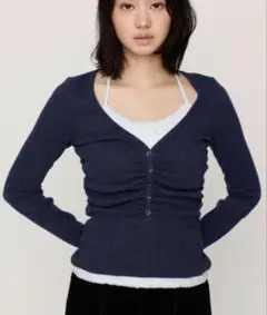 SLY LAYERED LIKE CUT トップス ネイビー