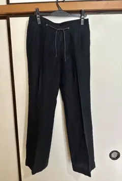 INCOTEX リネン100% タックパンツ ブラック 40のサムネイル