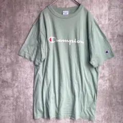 【人気カラー】チャンピオン Tシャツ XL くすみグリーン ビッグロゴ ゆるだぼ