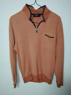 POLO オレンジハーフジップニット