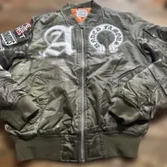 MILITARY USB-15CフライトジャケットA刺繍オリーブブラウンLサイズ
