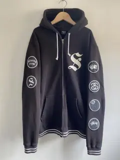 Stussy ブラック パーカー フルジッパー old usa オーバーサイズ