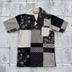 三笘薫✨HUGO BOSS 千鳥柄 総柄 オープンカラー シャツ キャメル L