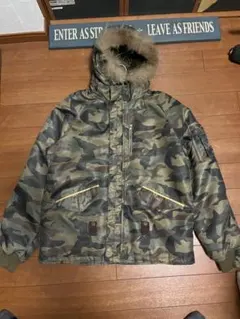 70s迷彩柄 ミリタリージャケット ファー付き マウンテンパーカー