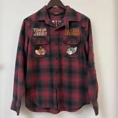 VANSONバンソン　コラボ　トム＆ジェリー刺繍オンブレチェックシャツのサムネイル