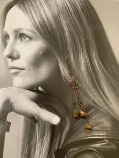 ユナイテッドアローズ　天然石　タイガーアイ　スーパーロングピアス　キャメル