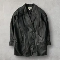 レザージャケット ラグランスリーブ 片寄せボタン 韓国製 ブラック フリーサイズ