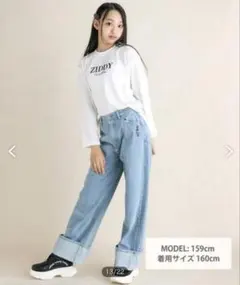 ziddy girl ジディガール　バギーパンツ　デニム　インディゴのサムネイル