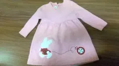 familiar ファミリア ピンク ウサギ刺繍 ニット ワンピース 90cm