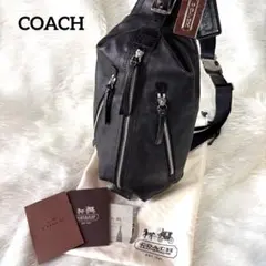 美品✨コーチ ボディバッグ トンプソン レザー 肩掛け 斜めかけ ブラック　黒
