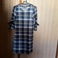ビスコンティ　チェック柄七分袖ワンピース