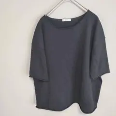 GALERIE VIE リブコンビフレンチリネン ボートネックシャツ 麻ブラウス