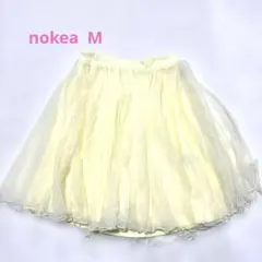 ミニスカート フレアスカート クリーム色 M チュールスカート シフォン 美品