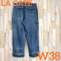 LA GATE エルエーゲートW38バギーパンツカーゴパンツデニムワイドB系刺繍
