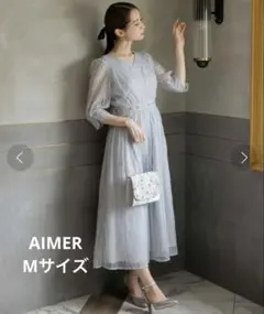 【美人百花掲載】エメ チュールレース フレアドレス サックスブルー Mのサムネイル