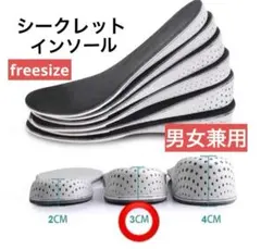 シークレット インソール　3㎝　中敷　ユニセックス　 男女兼用　身長アップ　靴