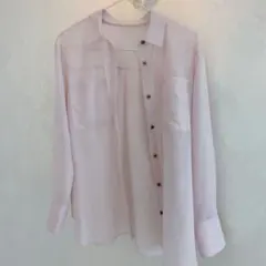 NATURAL BEAUTY BASIC 長袖シアーシャツ 薄ピンクのサムネイル