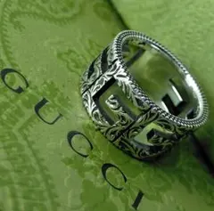 ☆美品☆【GUCCI】Gロゴ　オープン　スクエア　アラベスク　リング　１６号